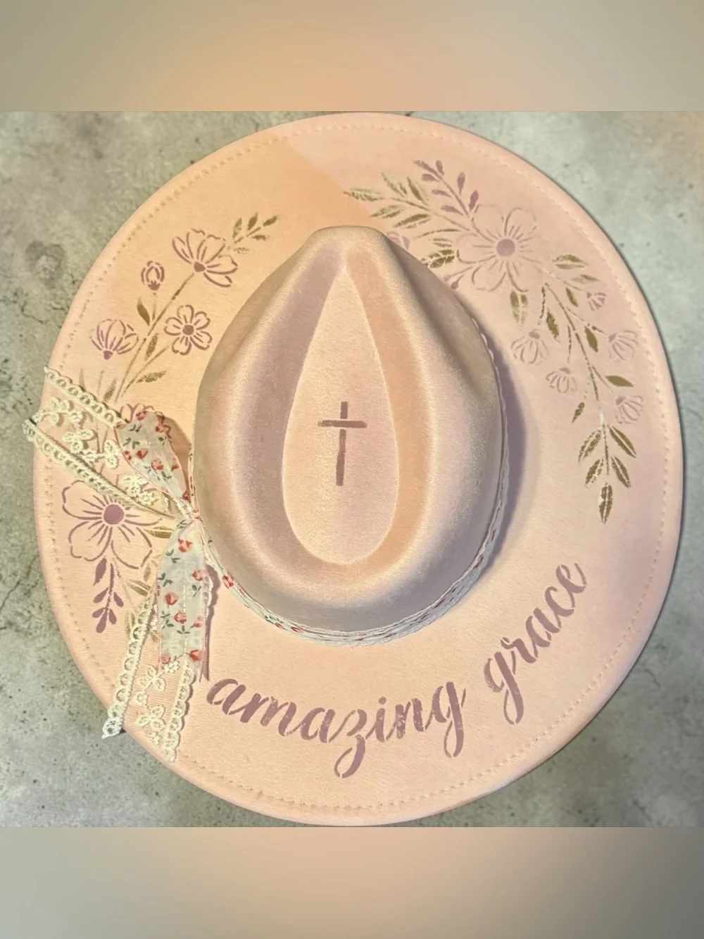AMAZING GRACE Pink FAUX SUEDE HAT Amazing Grace Collection #01 Granny D Original